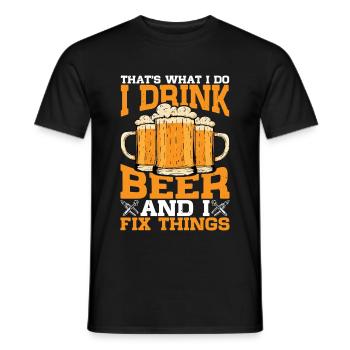 C’est ce que je fais, je bois de la bière et je répare les choses 3 - T-shirt homme - noir - Devant - AI Model Male 178 light (178cm)