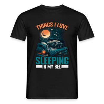 Les choses que j’aime, dormir dans mon lit 13 - T-shirt homme - noir - Devant - AI Model Male 178 light (178cm)