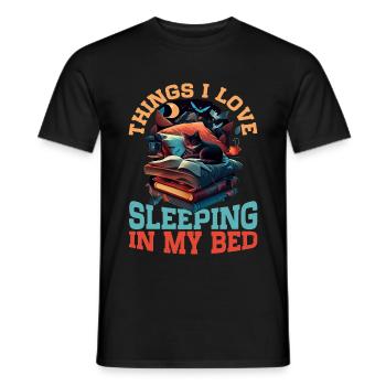 Les choses que j’aime, dormir dans mon lit 14 - T-shirt homme - noir - Devant - AI Model Male 178 light (178cm)