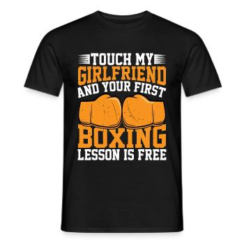 Touch My Girl And Your First Boxing Is Free 3 - Männer T-Shirt - Schwarz - Vorne - AI Model Male 178 light (178cm)