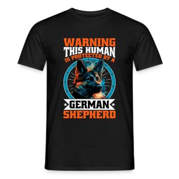 This Human Is Protected By A German Shepherd 13 - Men's T-Shirt - black - Front - AI Model Male 178 light (178cm)