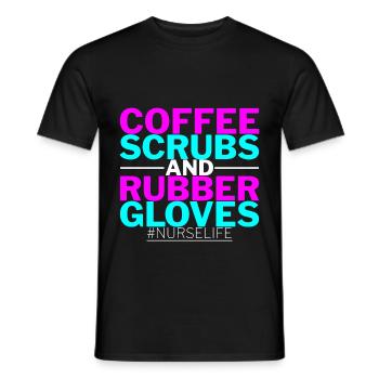 Gommages à café et gants en caoutchouc #nurselife 2 - T-shirt homme - noir - Devant - AI Model Male 178 light (178cm)