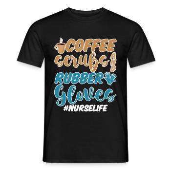 Gommages à café et gants en caoutchouc #nurselife 4 - T-shirt homme - noir - Devant - AI Model Male 178 light (178cm)