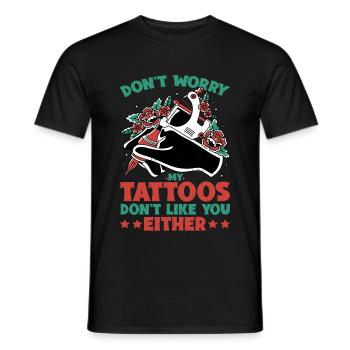 Ne t’inquiète pas mes tatouages ne t’aiment pas non plus 2 - T-shirt homme - noir - Devant - AI Model Male 178 light (178cm)