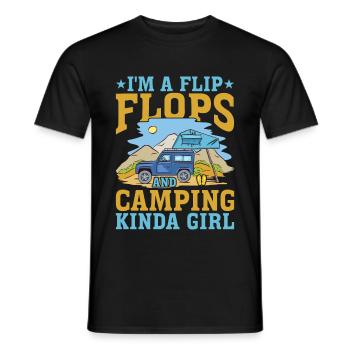 Je suis une Flip Flops et Camping Kinda Girl 3 - T-shirt homme - noir - Devant - AI Model Male 178 light (178cm)