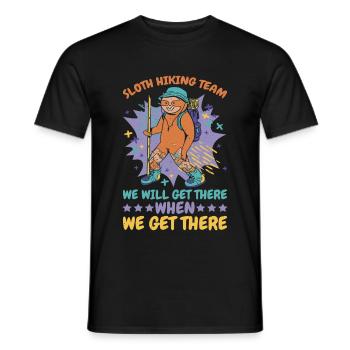 Sloth Hiking Team, Get There When We Get There 2 - Männer T-Shirt - Schwarz - Vorne - AI Model Male 178 light (178cm)