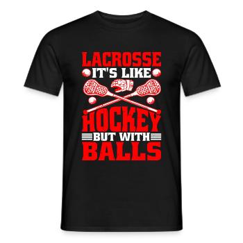 La crosse, c’est comme le hockey mais avec des balles - T-shirt homme - noir - Devant - AI Model Male 178 light (178cm)