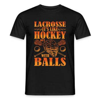 La crosse, c’est comme le hockey mais avec des balles 3 - T-shirt homme - noir - Devant - AI Model Male 178 light (178cm)