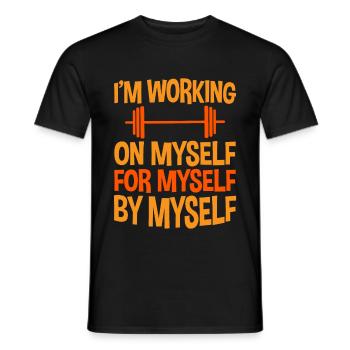 Je travaille sur, pour, par moi-même 4 - T-shirt homme - noir - Devant - AI Model Male 178 light (178cm)