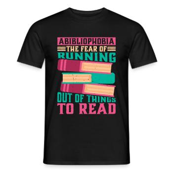 Abibliophobia, Running Out Of Things To Read 2 - Men's T-Shirt - black - Front - AI Model Male 178 light (178cm)