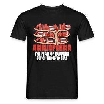 Abibliophobia, Running Out Of Things To Read 3 - Men's T-Shirt - black - Front - AI Model Male 178 light (178cm)