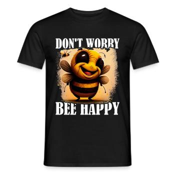 Don't Worry Bee Happy 44 - Men's T-Shirt - black - Front - AI Model Male 178 light (178cm)