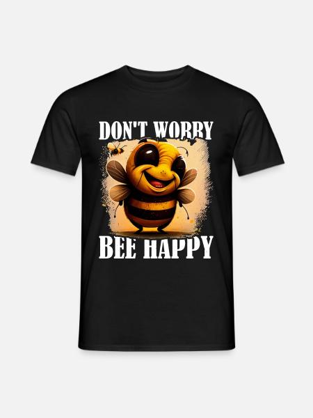 Don't Worry Bee Happy 44 - Männer T-Shirt - Schwarz
