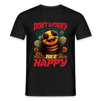 Don't Worry Bee Happy 45 - Men's T-Shirt - black - Front - AI Model Male 178 light (178cm)
