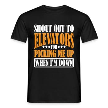 Aux ascenseurs pour venir me chercher quand je suis en bas 7 - T-shirt homme - noir - Devant - AI Model Male 178 light (178cm)