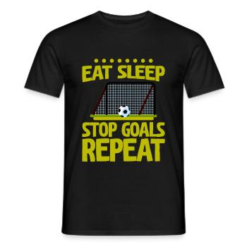 Eat Sleep Stop Goals Repeat 4 - Männer T-Shirt - Schwarz - Vorne - AI Model Male 178 light (178cm)