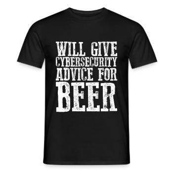 Will Give Cybersecurity Advice For Beer 3 - Men's T-Shirt - black - Front - AI Model Male 178 light (178cm)