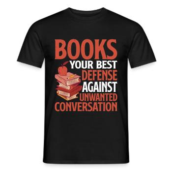Livres, meilleure défense contre les conversations indésirables2 - T-shirt homme - noir - Devant - AI Model Male 178 light (178cm)