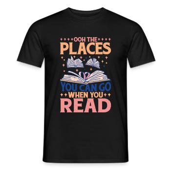 Ooh Les endroits où vous pouvez aller quand vous lisez - T-shirt homme - noir - Devant - AI Model Male 178 light (178cm)
