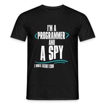 I'm A Programmer And A Spy, I Write Secret Code 2 - Männer T-Shirt - Schwarz - Vorne - AI Model Male 178 light (178cm)