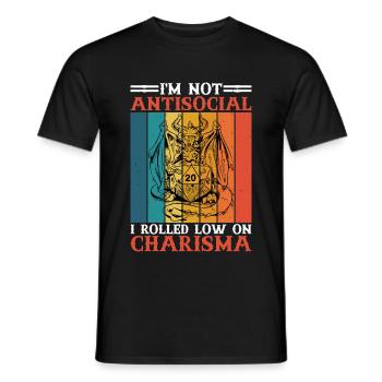 Je ne suis pas antisocial, j’ai roulé à court de charisme 8 - T-shirt homme - noir - Devant - AI Model Male 178 light (178cm)