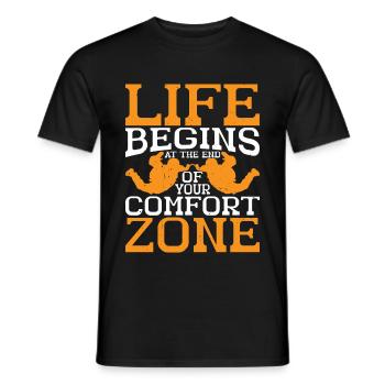 La vie commence à la fin de votre zone de confort 10 - T-shirt homme - noir - Devant - AI Model Male 178 light (178cm)