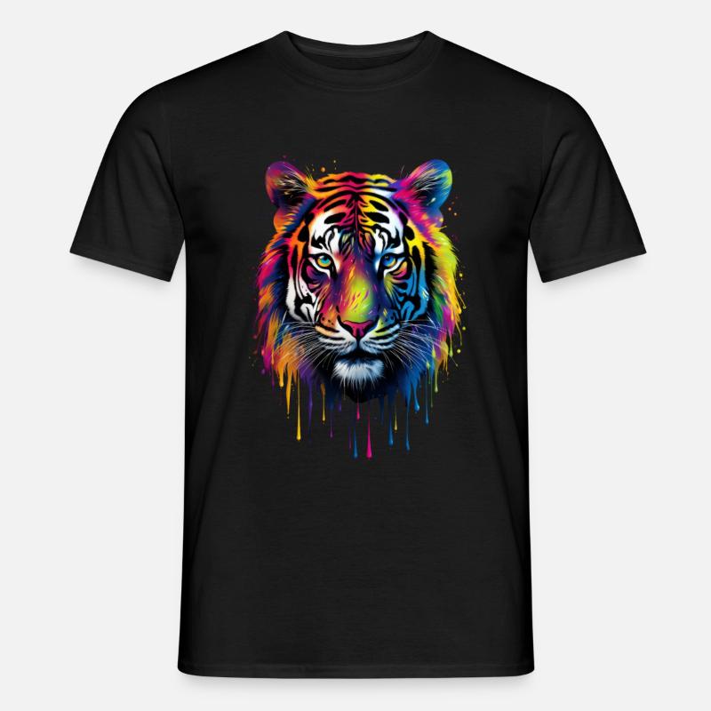 Rainbow Tiger - Männer T-Shirt - Schwarz
