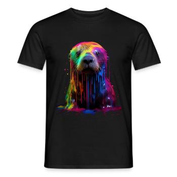 Rainbow Sea Otter - Männer T-Shirt - Schwarz - Vorne - AI Model Male 178 light (178cm)