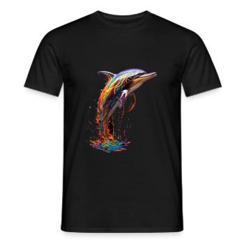 Rainbow Dolphin - Männer T-Shirt - Schwarz - Vorne - AI Model Male 178 light (178cm)