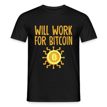 Will Work For Bitcoin 4 - Men's T-Shirt - black - Front - AI Model Male 178 light (178cm)
