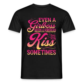 Even A Girlboss Needs A Forehead Kiss Sometimes 2 - Men's T-Shirt - black - Front - AI Model Male 178 light (178cm)