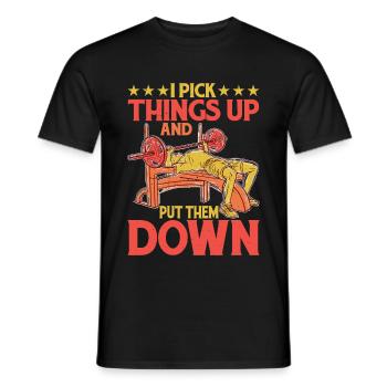 Je ramasse des choses et je les pose 28 - T-shirt homme - noir - Devant - AI Model Male 178 light (178cm)