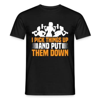 Je ramasse des choses et je les pose 29 - T-shirt homme - noir - Devant - AI Model Male 178 light (178cm)