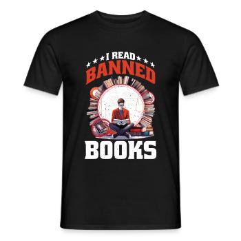 J’ai lu des livres interdits 82 - T-shirt homme - noir - Devant - AI Model Male 178 light (178cm)