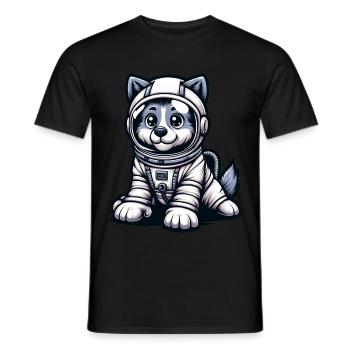 Cute Dog Astronaut - Men's T-Shirt - black - Front - AI Model Male 178 light (178cm)