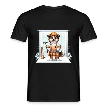 Artisan de chien mignon - T-shirt homme - noir - Devant - AI Model Male 178 light (178cm)