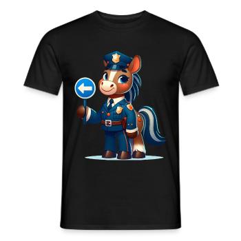 Cute Horse Police Officer - Männer T-Shirt - Schwarz - Vorne - AI Model Male 178 light (178cm)