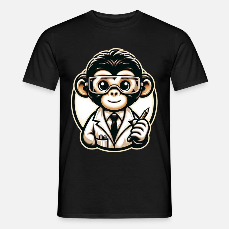 Cute Monkey Scientist - Männer T-Shirt - Schwarz