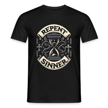 Repent Sinner 16 - Men's T-Shirt - black - Front - AI Model Male 178 light (178cm)