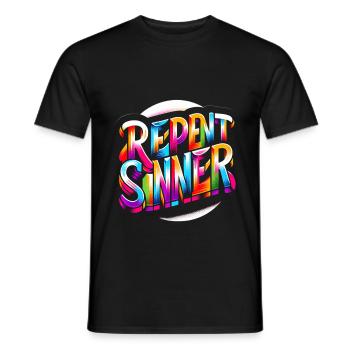 Repent Sinner 17 - Men's T-Shirt - black - Front - AI Model Male 178 light (178cm)