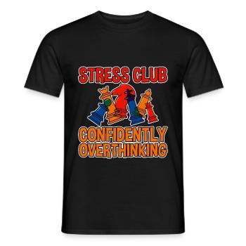 Stress Club, Confidently Overthinking 2 - Männer T-Shirt - Schwarz - Vorne - AI Model Male 178 light (178cm)