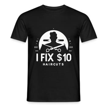 Je fixe les coupes de cheveux à 10 $ 6 - T-shirt homme - noir - Devant - AI Model Male 178 light (178cm)