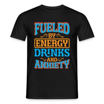 Alimenté par les boissons énergisantes et l’anxiété 5 - T-shirt homme - noir - Devant - AI Model Male 178 light (178cm)