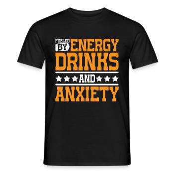 Alimenté par les boissons énergisantes et l’anxiété 7 - T-shirt homme - noir - Devant - AI Model Male 178 light (178cm)