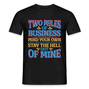 Deux règles d’affaires, faites attention à vos propres 37 - T-shirt homme - noir - Devant - AI Model Male 178 light (178cm)