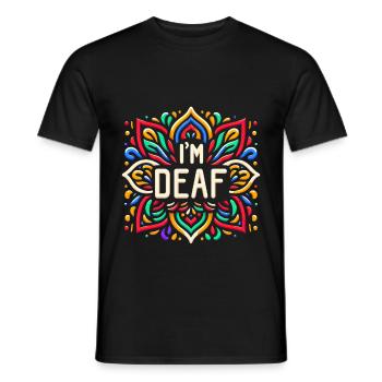 I'm Deaf 43 - Men's T-Shirt - black - Front - AI Model Male 178 light (178cm)