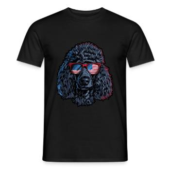 Poodle with American Sunglasses - Men's T-Shirt - black - Front - AI Model Male 178 light (178cm)