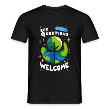 Eco Questions Welcome 2 - Männer T-Shirt - Schwarz - Vorne - AI Model Male 178 light (178cm)