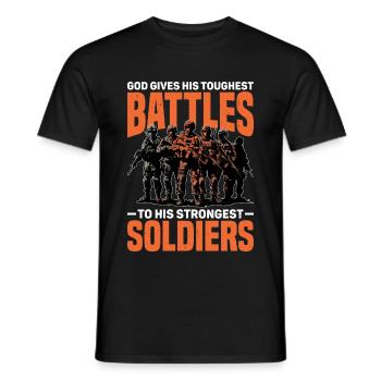 God Gives His Toughest Battles To His Strongest 10 - Men's T-Shirt - black - Front - AI Model Male 178 light (178cm)