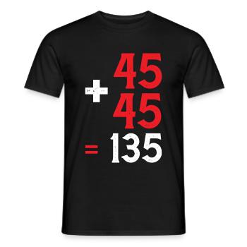 45 + 45 = 135 28 - Men's T-Shirt - black - Front - AI Model Male 178 light (178cm)